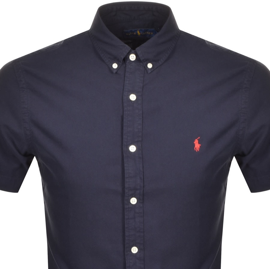 Alternative Image for ProductRalph Lauren Slim Fit Short Sleeve Shirt Navy2